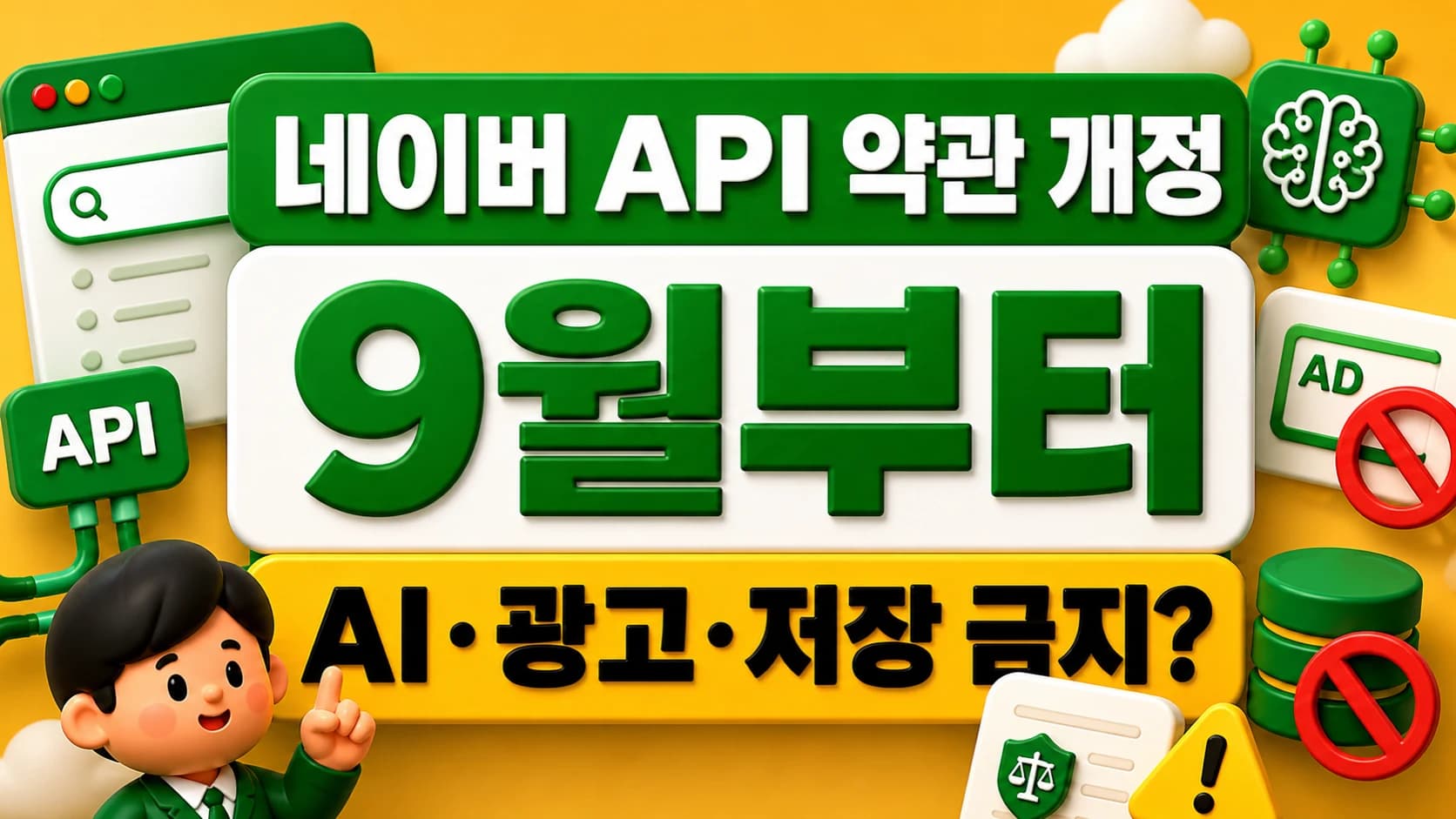 네이버 검색 API 약관 개정: 9월부터 AI 요약·광고·저장, 어디까지 금지되나?