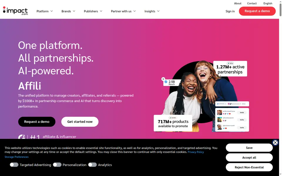 impact.com 공식 사이트 화면