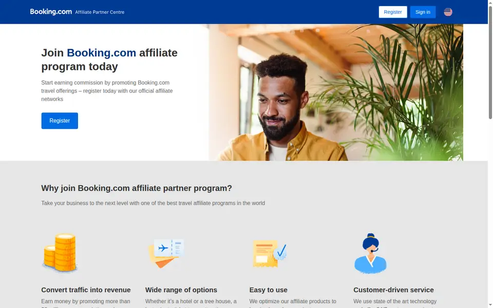 Booking.com Affiliate 공식 사이트 화면