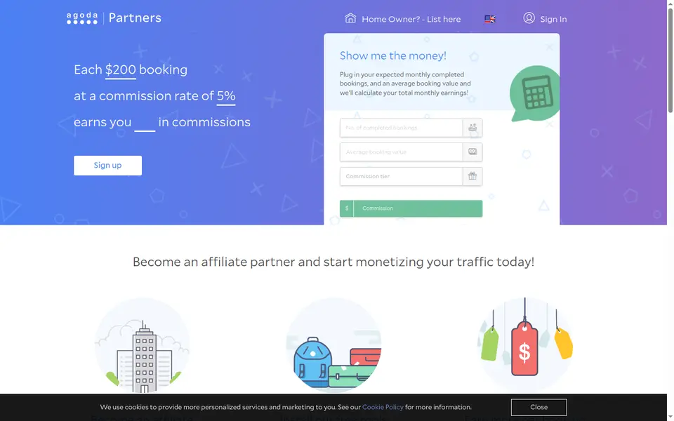 Agoda Partners 공식 사이트 화면