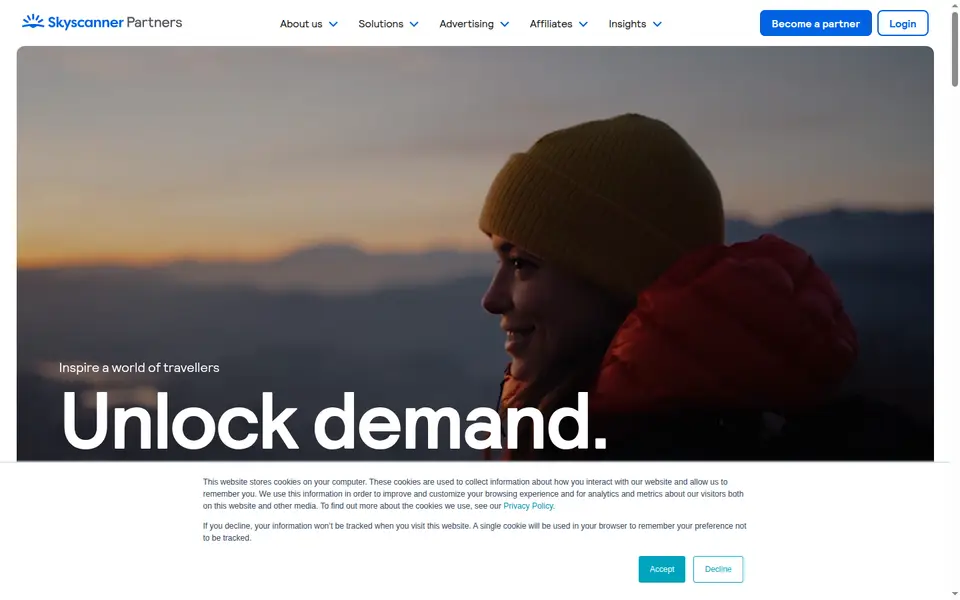 Skyscanner Partners 공식 사이트 화면