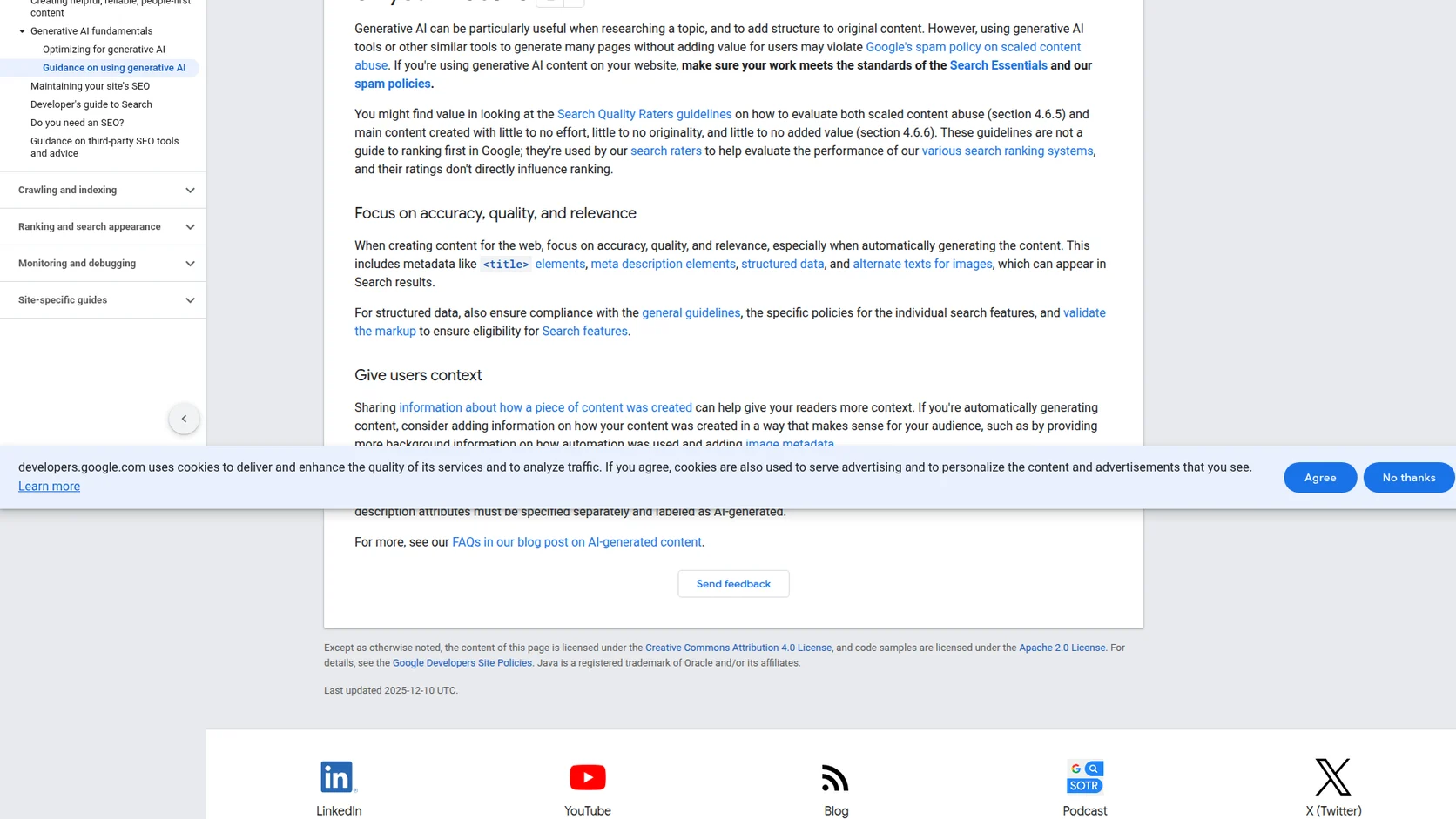 Google Search Central의 생성형 AI 콘텐츠 공식 지침