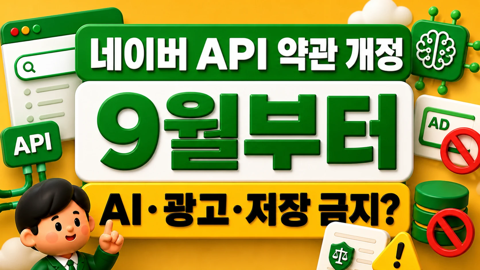 네이버 API 약관 개정으로 9월부터 AI 광고 저장 활용이 제한된다는 대표 이미지